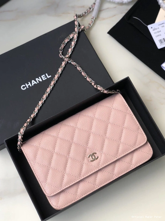 Hyper Peter SILVER WALLET CAVIAR WITH HARDWARE CHAIN CHANEL 0801